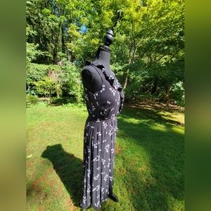 J. Jill Black Floral XS Petite Sleeveless Black Dress